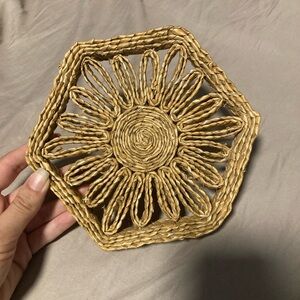 Hexagonal Woven Straw Coaster